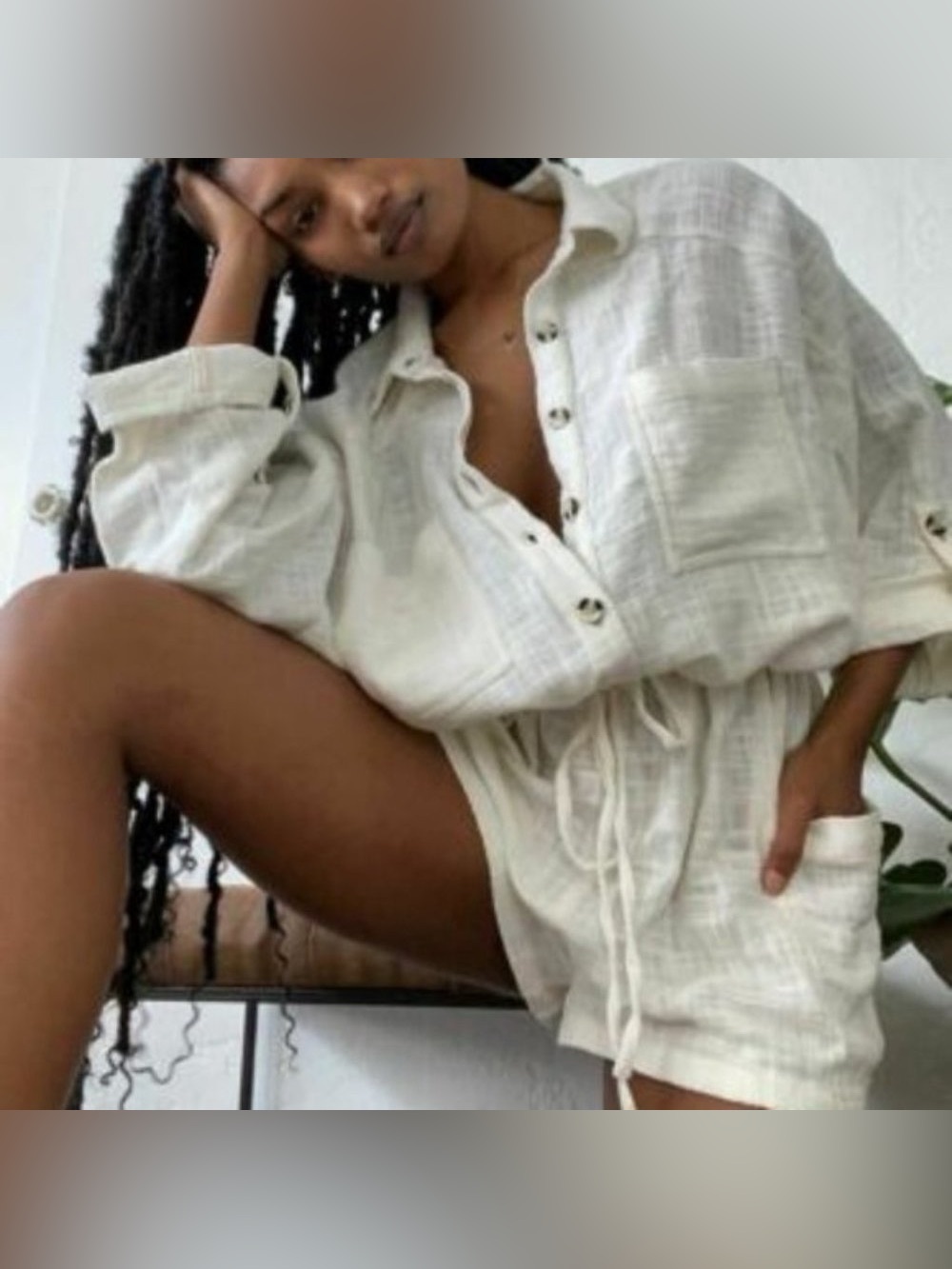 Urban Outfitters Out from Under Button Down Collared Romper